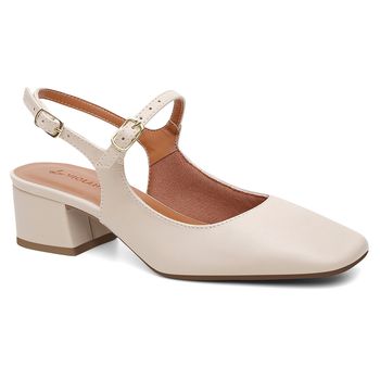 Mocassim salto bloco Celeste Nude - Violanta Calçados Femininos