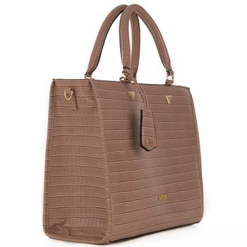 Bolsa Violanta Olga Croco Amêndoa - Violanta Calçados Femininos