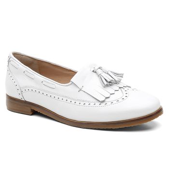 Loafer Violanta Couro Bari Branco - Violanta Calçados Femininos