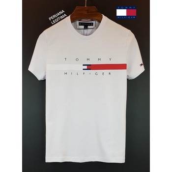 Camiseta Tommy Malha Peruana Branca Listra Frente ... - TCHUCO STORE - GRANDES MARCAS