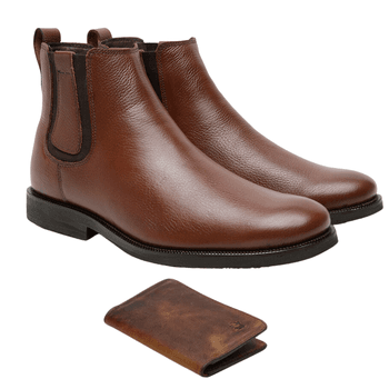  BOTA CHELSEA ANATÔMICA COURO FLOATHER CARAMELO + CARTEIRA RÚSTICO CARAMELO - Xucrão Boots | Botas e Botinas Country Premium