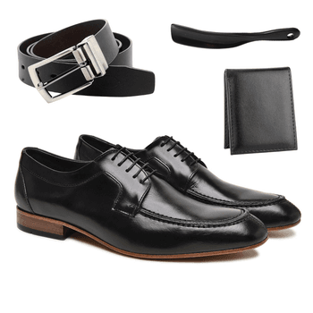 kit Social Logan Preto + Cinto Dupla Face + Cartei... - BERGANNO