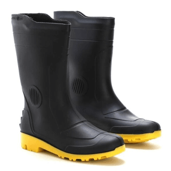 Bota Preta PVC Impermeavel de Sola Amarela - V004 - Casa da Borracha
