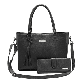 Bolsa Feminina Couro Legitimo 2 Alças +carteira preta DM-05B - Daniella Marques | Bolsas Femininas em Couro