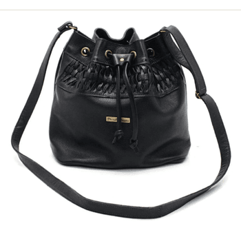 Bolsa Saco Couro Legitimo Liso preta REF:DM-13 - Daniella Marques | Bolsas Femininas em Couro
