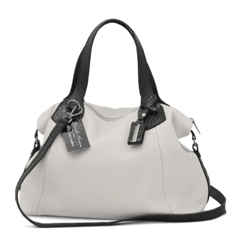 Bolsa grande couro legítimo off white com ALÇAS PRETA REF:DM-01 - Daniella Marques | Bolsas Femininas em Couro