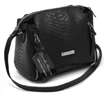 Bolsa pequena couro legítimo croco preta ref:DM-07CR - Daniella Marques | Bolsas Femininas em Couro