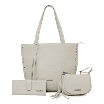 Kit bolsa grande couro legitimo+ mini+ carteira off white ref:DM-03C - Daniella Marques | Bolsas Femininas em Couro