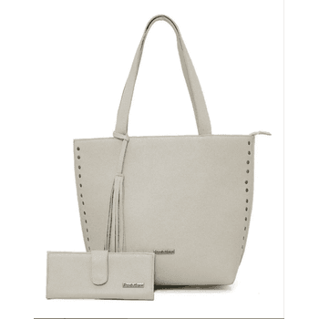 Kit bolsa grande couro legitimo + carteira off white ref:DM-03B - Daniella Marques | Bolsas Femininas em Couro