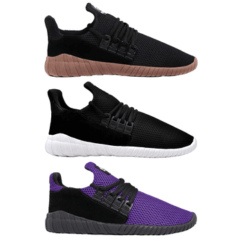 Kit 3 Pares de Tênis Kingston - Preto e Bege / Preto e Branco / Roxo