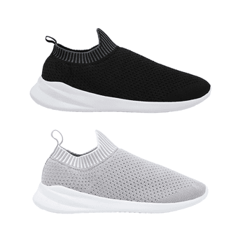 Kit 2 Pares de Tênis Meia - Preto e Branco / Cinza