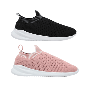 Kit 2 Pares de Tênis Meia - Preto e Branco / Rosa