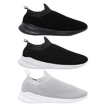 Kit 3 Pares de Tênis Meia - Preto / Preto e Branco / Cinza