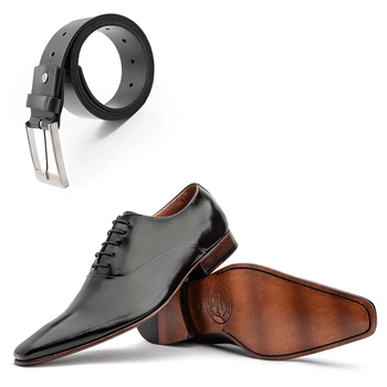 Kit Masculino Oxford + Cinto Couro Preto