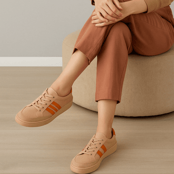 Tênis Casual Couro Premium Paris Camomila/Coton Laranja 2042 - 280 - PDK FOOTWEAR
