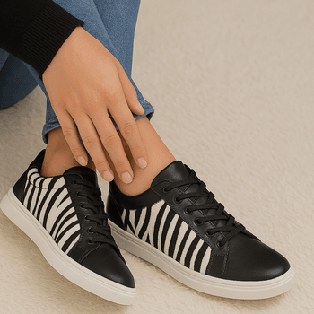 Tênis Casual Couro Premim Paris Preto Zebra Preta 2018 - 209 - PDK FOOTWEAR