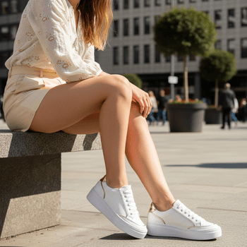 Tênis Casual Couro Legitimo Detalhe Metalizado 2026 - PDK FOOTWEAR