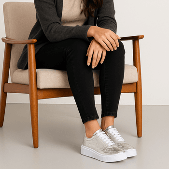 Tênis Casual Couro Premium Metalizado Craquele 2030 - PDK FOOTWEAR