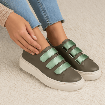Tênis Couro Premium Plume Verde Oliva 2900 - PDK FOOTWEAR