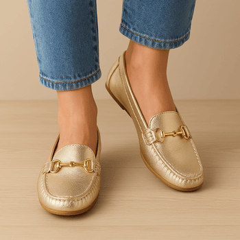 Mocassim Couro Premium Confort Dourado 8062 - PDK FOOTWEAR