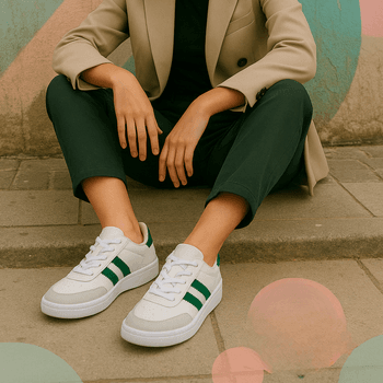 Tênis Casual Couro Premium Paris Branco Verde 2042 - PDK FOOTWEAR