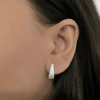 Argola Oval Prata Legítima G com Zirconia Fecho Cl... - Roanne Jóias
