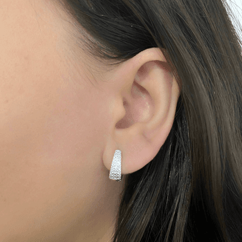 Argola Prata Legítima Oval M com Três Fileiras de ... - Roanne Jóias