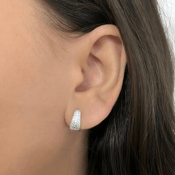 Argola Prata Legítima Oval P com Zirconia Fecho Cl... - Roanne Jóias