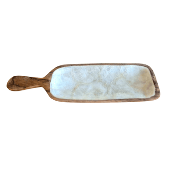 Bandeja Teca Madrepérola com Alça - SANTAMARIA DESIGN E MOVELARIA