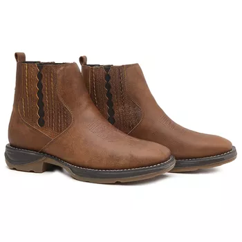 BOTA TEXANA MOD 02 ANATÔMICA COURO RÚSTICO FOSCO CARAMELO BICO QUADRADO - Xucrão Boots | Botas e Botinas Country Premium