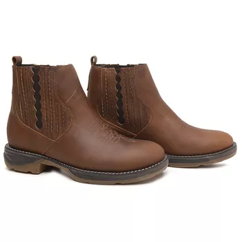 BOTA TEXANA MOD 02 ANATÔMICA COURO RÚSTICO FOSCO CARAMELO BICO REDONDO MODELO 1001 - Xucrão Boots | Botas e Botinas Country Premium