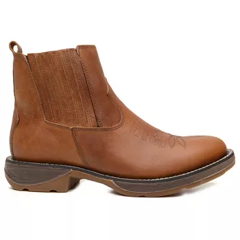 BOTINA TEXANA ANATÔMICO COURO RÚSTICO CARAMELO BICO REDONDO - Xucrão Boots | Botas e Botinas Country Premium