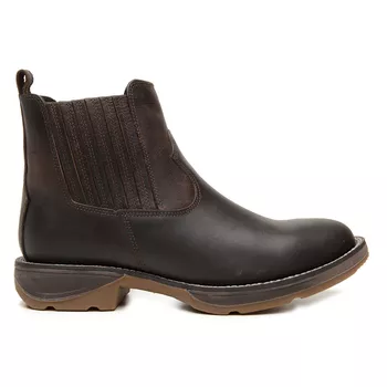 BOTINA TEXANA ANATÔMICO COURO RÚSTICO OIL CAFÉ BICO REDONDO - Xucrão Boots | Botas e Botinas Country Premium