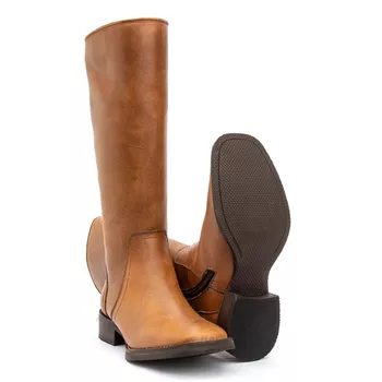 Bota Feminina Montaria em Couro Caramelo Solado em Borracha Pré-Frezado - Xucrão Boots | Botas e Botinas Country Premium