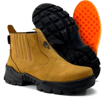 Botina Em Couro Segurança Armata Rural Nobuck - Camel - ARMATA BOTAS