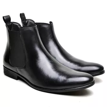 Bota Masculina de Couro Chelsea Preto - BERGANNO
