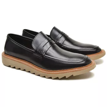 Sapato Casual Masculino em Couro Preto Valentus - BERGANNO