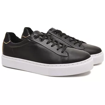 Tênis Casual Feminino em Couro Preto Maitê - BERGANNO