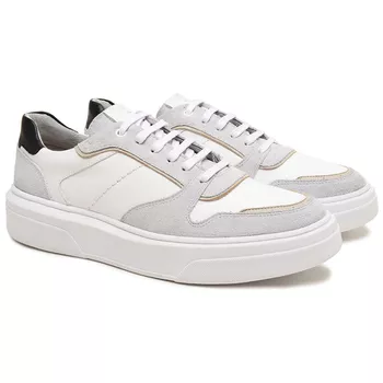 Tênis Casual Masculino em Couro Branco Polo - BERGANNO