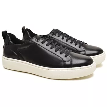 Tênis Casual Masculino em Couro Preto Yaris - BERGANNO