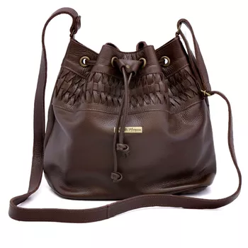 Bolsa Saco Couro Legitimo Liso chocolate ref:DM-13 - Daniella Marques | Bolsas Femininas em Couro