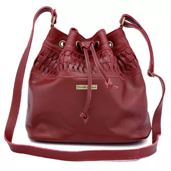 Bolsa Saco Couro Legitimo Liso bordo REF:DM-13 - Daniella Marques | Bolsas Femininas em Couro