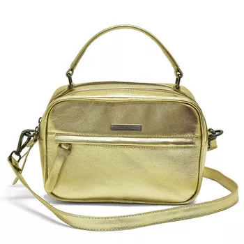 Bolsa Pequena 2 Ziper Couro Legitimo ouro light - Daniella Marques | Bolsas Femininas em Couro