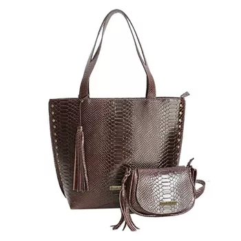 Kit bolsa grande couro legitimo croco e mini chocolate ref:DM-03ACR - Daniella Marques | Bolsas Femininas em Couro