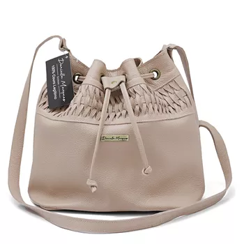 Bolsa Saco Couro Legitimo Liso nude ref:DM-13 - Daniella Marques | Bolsas Femininas em Couro