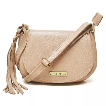 Mini Bolsa Couro legítimo liso nude ref:DM-15 - Daniella Marques | Bolsas Femininas em Couro