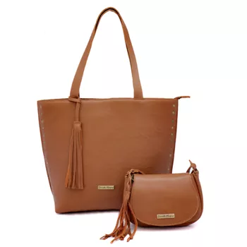  Kit Bolsa Grande Couro Legitimo e Mini caramelo ref:DM-03a - Daniella Marques | Bolsas Femininas em Couro