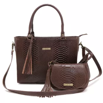 Kit Bolsa couro legitimo croco e mini chocolate ref:DM-05ACR - Daniella Marques | Bolsas Femininas em Couro