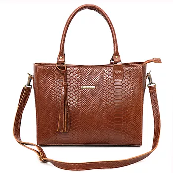 Bolsa grande couro legitimo croco caramelo ref:DM-05CR - Daniella Marques | Bolsas Femininas em Couro