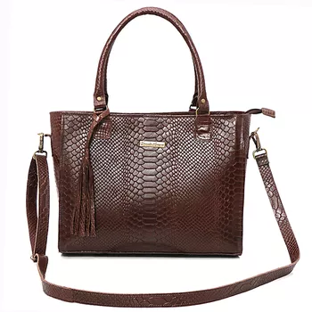 Bolsa grande couro legitimo croco chocolate ref:DM-05CR - Daniella Marques | Bolsas Femininas em Couro
